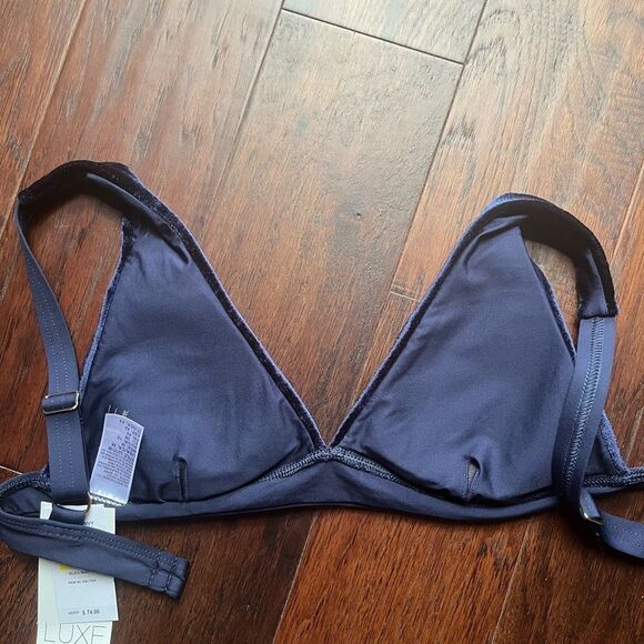 LUXE by Lisa Vogel Blue Velvet Bralette Gorgeous and Sexy Size M NWT Luxurious - Picture 8 of 8